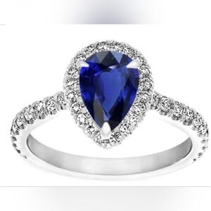 Natural Sapphire and Moissanite Ring Size 9
